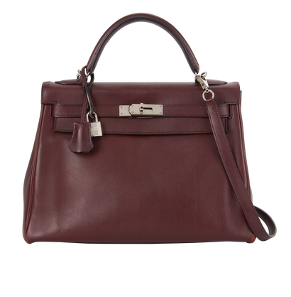 Kelly 32 In Swift Bordeaux, &pound;8,000, Handbags, Burgundy, Leather, Front view